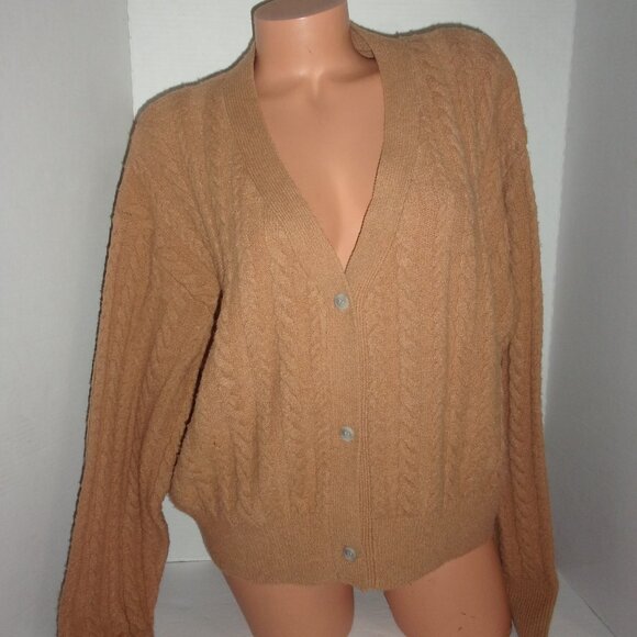 PINK Victoria's Secret Brown Cable Knit Cardigan - Picture 1 of 3